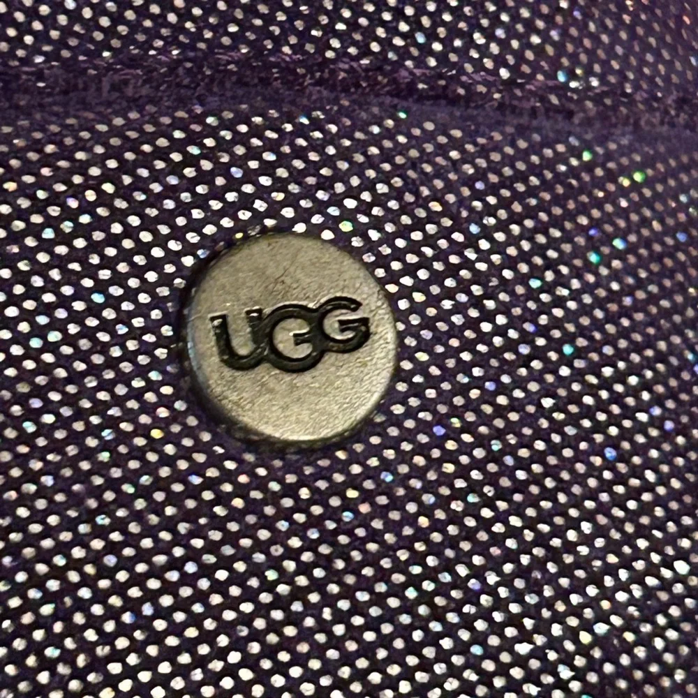 Ugg Australia Annmarie purple glitter bow sheepskin slippers/ moccasins